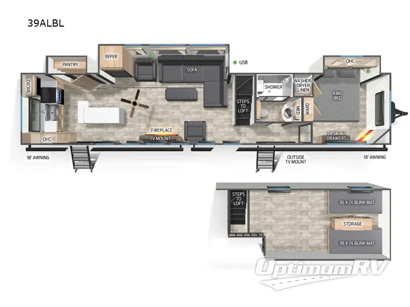 2025 Forest River Cherokee Black Label 39ALBL RV Floorplan Photo