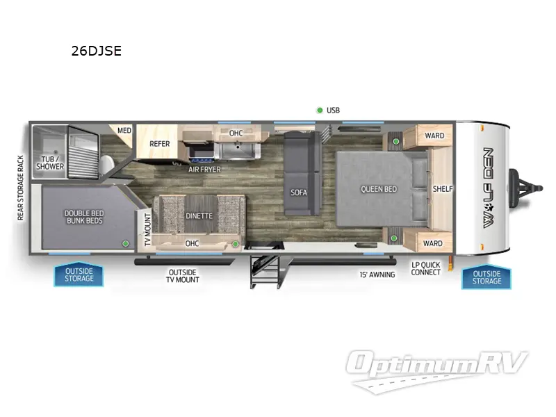 2025 Forest River Cherokee Wolf Den 26DJSE RV Floorplan Photo