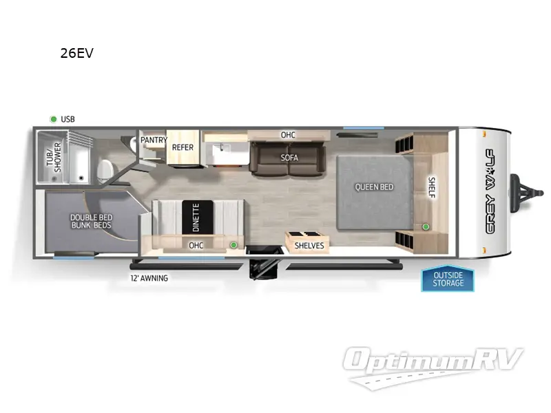 2025 Forest River Cherokee Grey Wolf 26EV RV Floorplan Photo