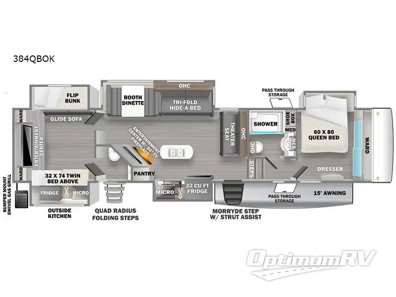 2023 Forest River Sierra Luxury 384QBOK RV Floorplan Photo