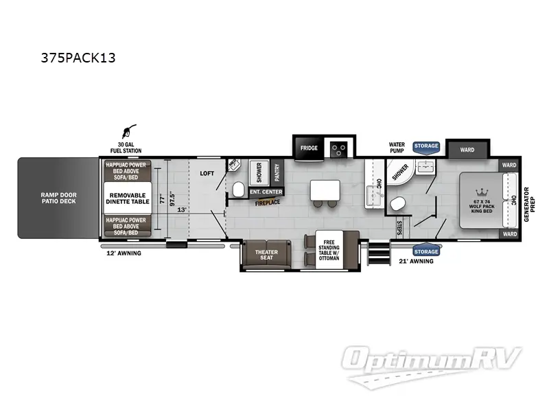 2024 Forest River Cherokee Wolf Pack 375PACK13 RV Floorplan Photo