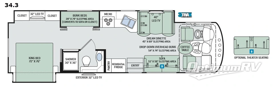 2017 Thor Miramar 34.3 RV Floorplan Photo