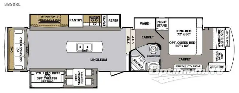 2017 Forest River Cardinal 3850RL Floorplan Photo