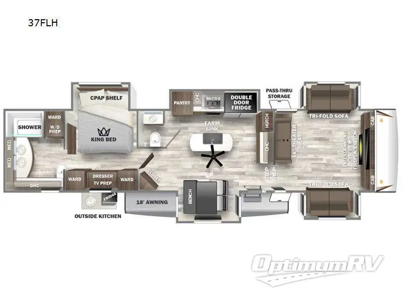 2023 Forest River Sabre 37FLH RV Floorplan Photo