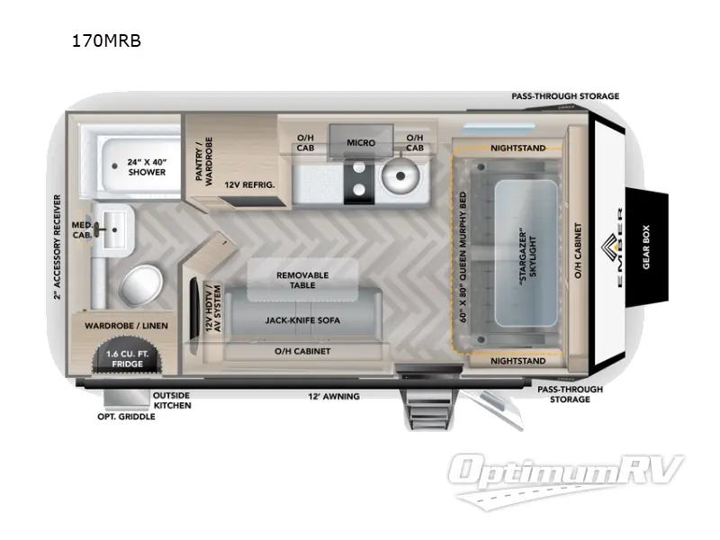 2023 Ember Overland Series 170MRB RV Floorplan Photo