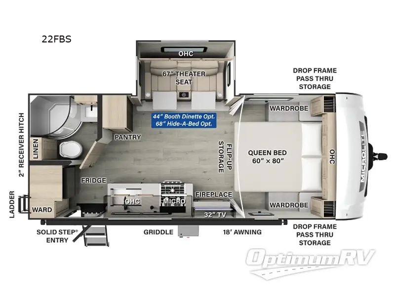 2025 Forest River Flagstaff Micro Lite 22FBS RV Floorplan Photo