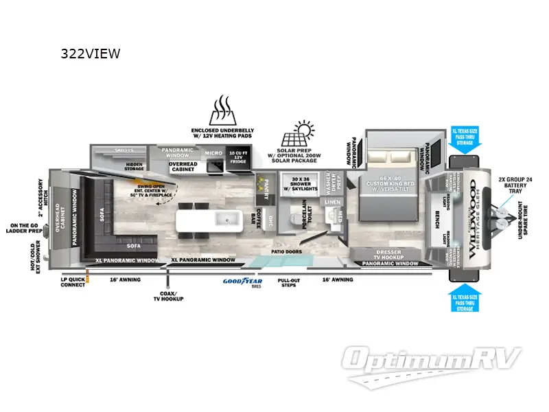 2025 Forest River Wildwood Heritage Glen 322VIEW RV Floorplan Photo