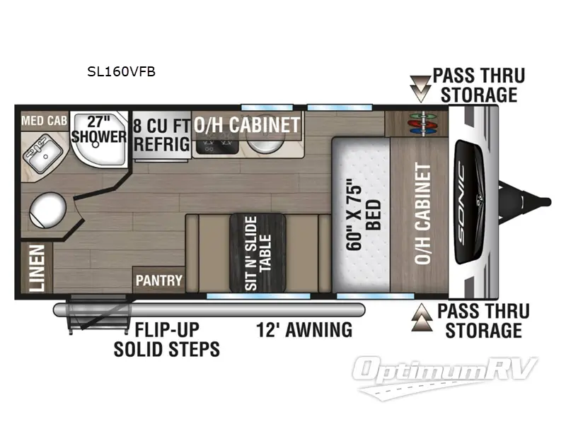 2025 Venture Sonic Lite SL160VFB RV Floorplan Photo