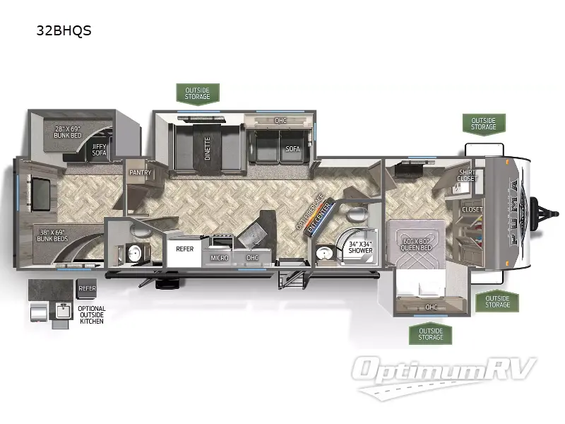 2024 Palomino Puma 32BHQS RV Floorplan Photo