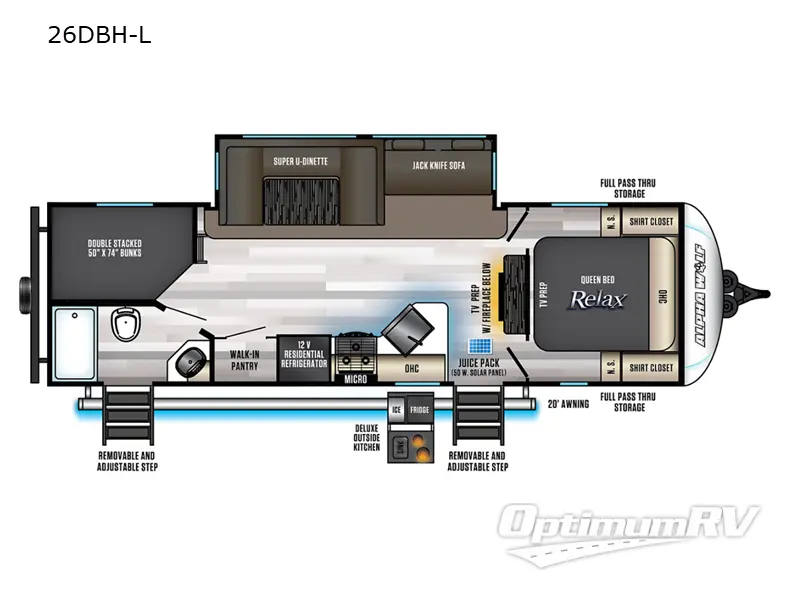 2022 Forest River Cherokee Alpha Wolf 26DBH-L RV Floorplan Photo