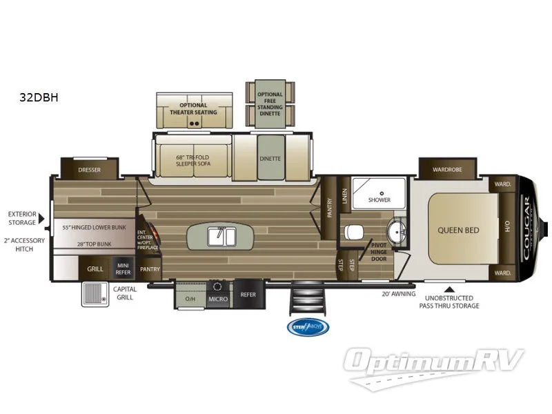 2019 Keystone Cougar Half-Ton Series 32DBH RV Floorplan Photo