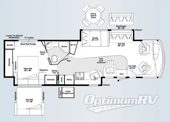 2008 Winnebago Destination 39W RV Floorplan Photo