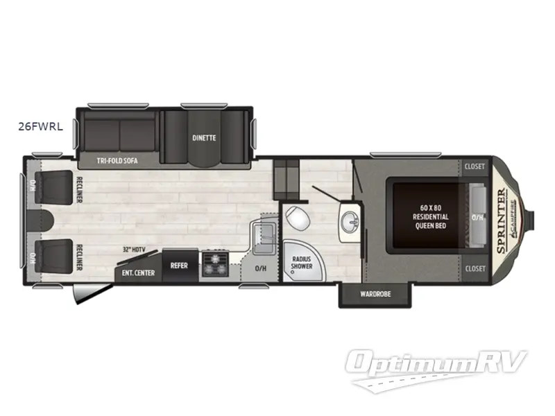 2019 Keystone Sprinter Campfire Edition 26FWRL RV Floorplan Photo