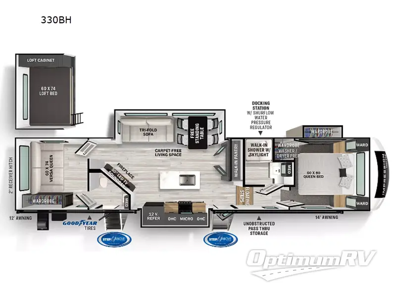 2023 Forest River Impression 330BH RV Floorplan Photo