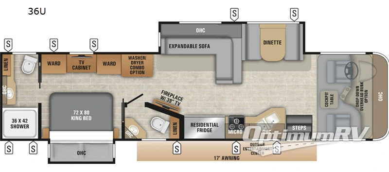 2019 Entegra Emblem 36U RV Floorplan Photo