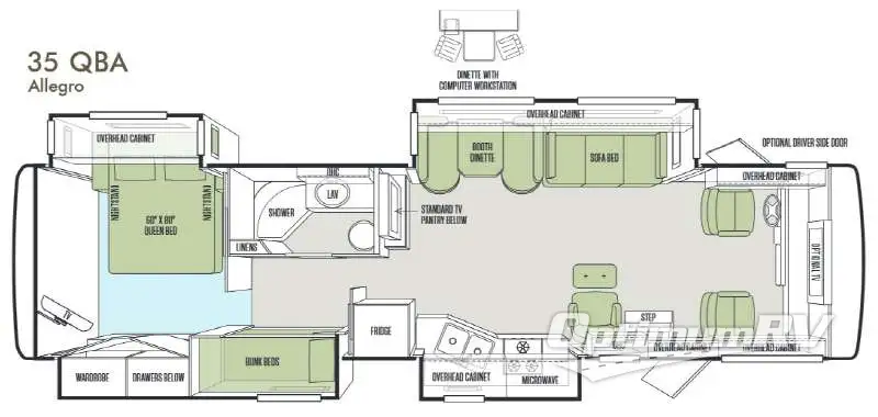 2014 Tiffin Allegro 35 QBA RV Floorplan Photo