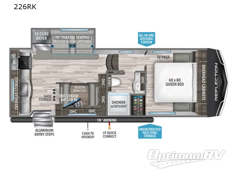 2022 Grand Design Reflection 150 Series 226RK RV Floorplan Photo