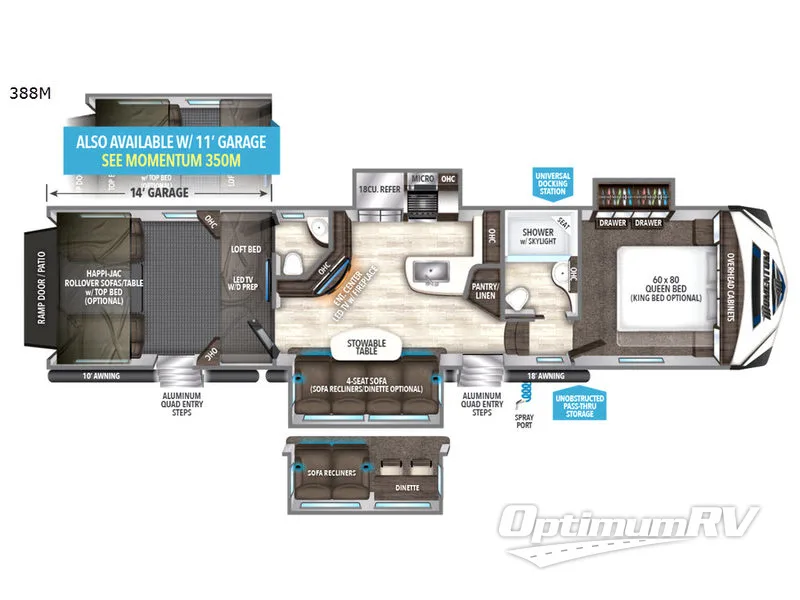 2018 Grand Design Momentum M-Class 388M RV Floorplan Photo