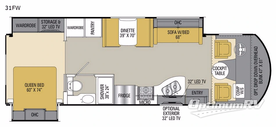 2018 Coachmen Mirada 31FW Floorplan Photo