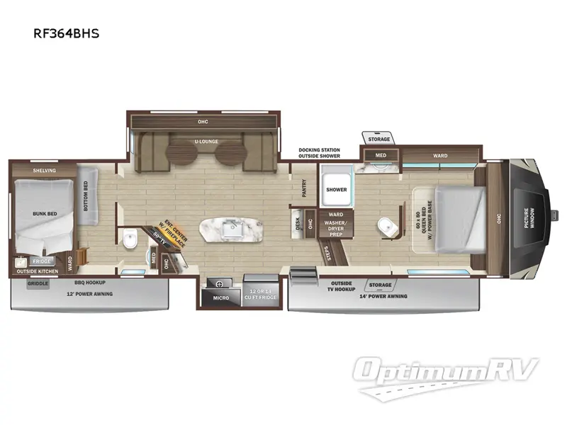 2022 Highland Ridge Roamer RF364BHS RV Floorplan Photo