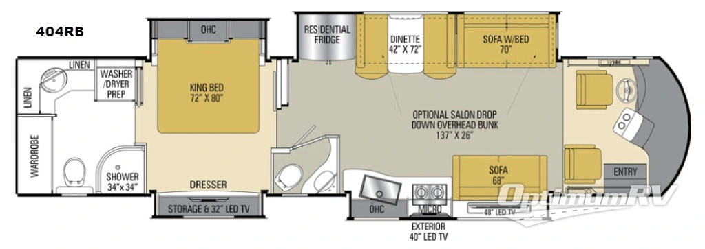 2017 Coachmen Sportscoach Cross Country RD 404RB RV Floorplan Photo