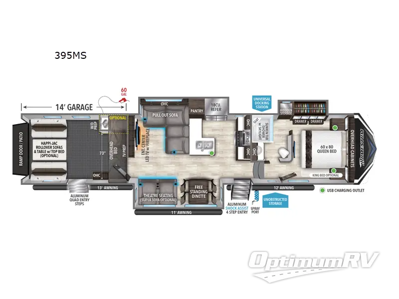 2022 Grand Design Momentum M-Class 395MS RV Floorplan Photo