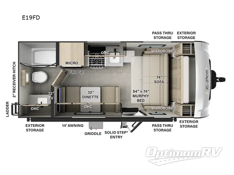 2025 Forest River Flagstaff E-Pro E19FD RV Floorplan Photo