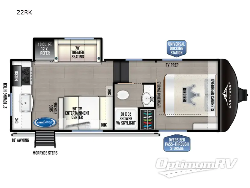 2025 East To West Tandara 22RK Floorplan Photo
