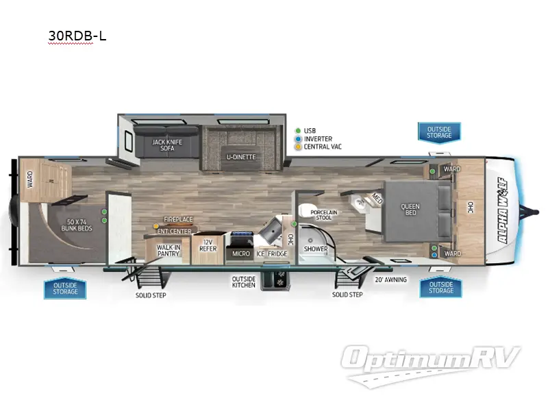 2024 Forest River Cherokee Alpha Wolf 30RDB-L RV Floorplan Photo