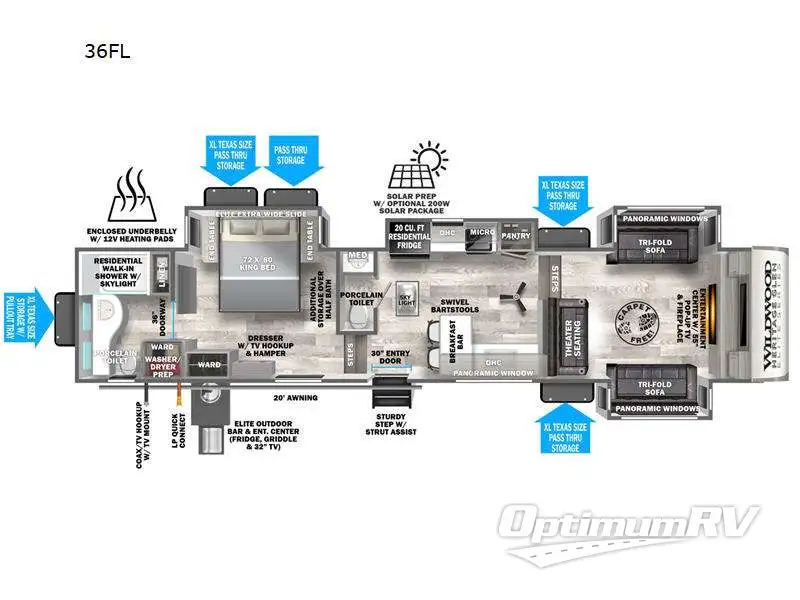2023 Forest River Wildwood Heritage Glen Elite Series 36FL RV Floorplan Photo
