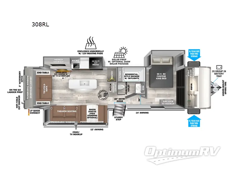 2025 Forest River Salem Hemisphere 308RL RV Floorplan Photo