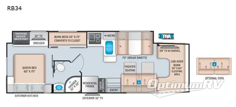 2021 Thor Omni RB34 RV Floorplan Photo