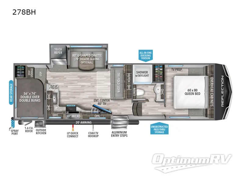 2022 Grand Design Reflection 150 Series 278BH RV Floorplan Photo