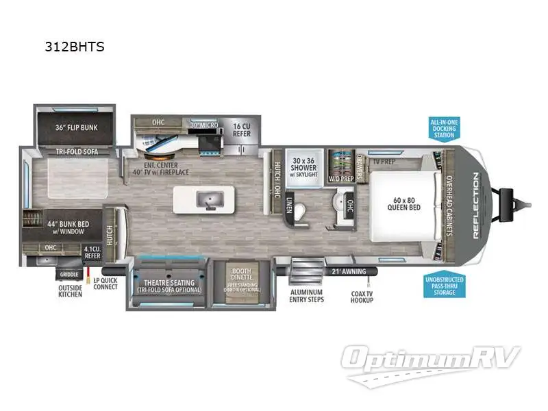 2023 Grand Design Reflection 312BHTS RV Floorplan Photo