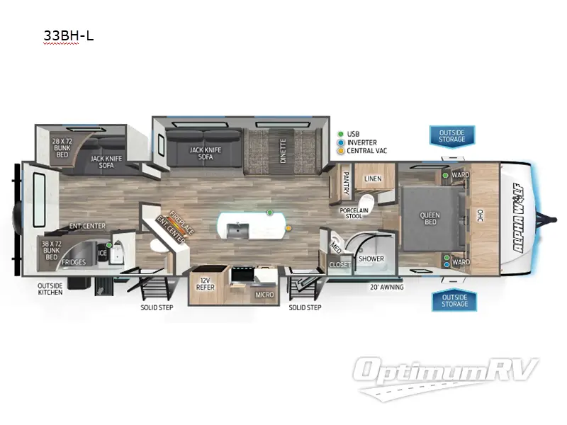 2024 Forest River Cherokee Alpha Wolf 33BH-L RV Floorplan Photo