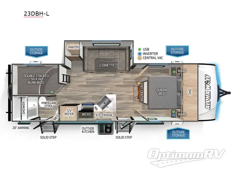 2024 Forest River Cherokee Alpha Wolf 23DBH-L RV Floorplan Photo