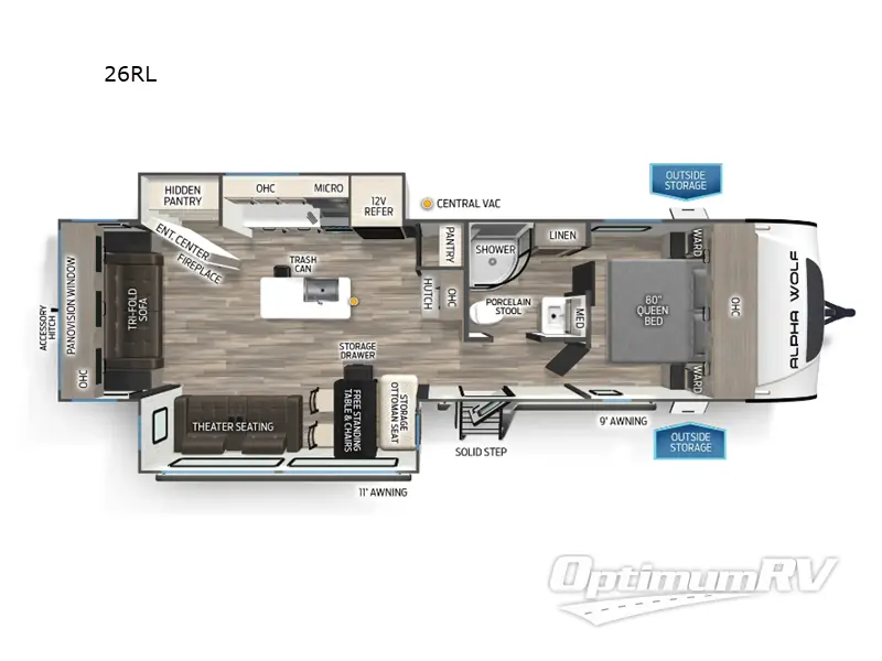 2025 Forest River Cherokee Alpha Wolf 26RL RV Floorplan Photo