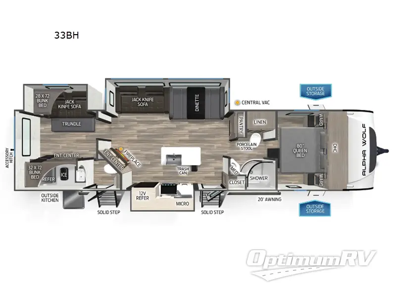 2025 Forest River Cherokee Alpha Wolf 33BH RV Floorplan Photo