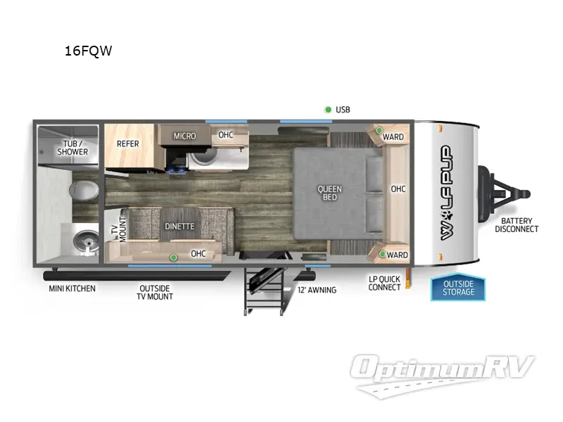 2025 Forest River Cherokee Wolf Pup 16FQW RV Floorplan Photo