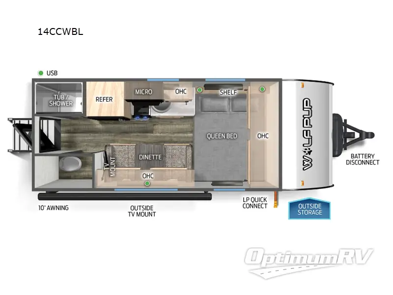 2025 Forest River Cherokee Wolf Pup Black Label 14CCWBL RV Floorplan Photo