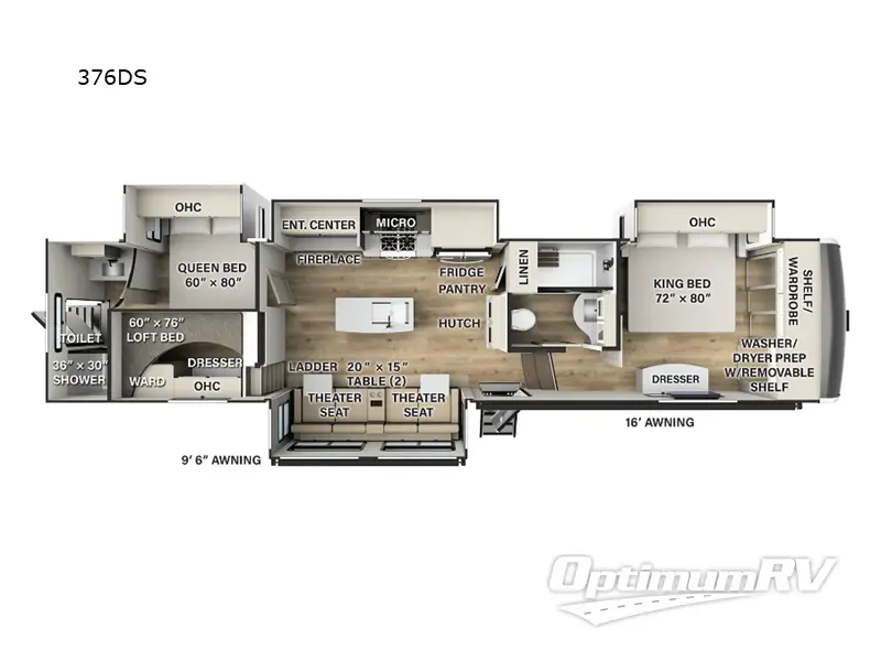 2025 Palomino Columbus 376DS RV Floorplan Photo