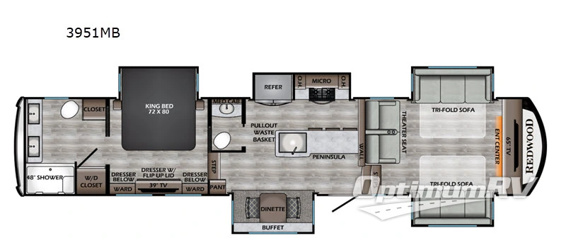 2020 Redwood Redwood 3951WB RV Floorplan Photo