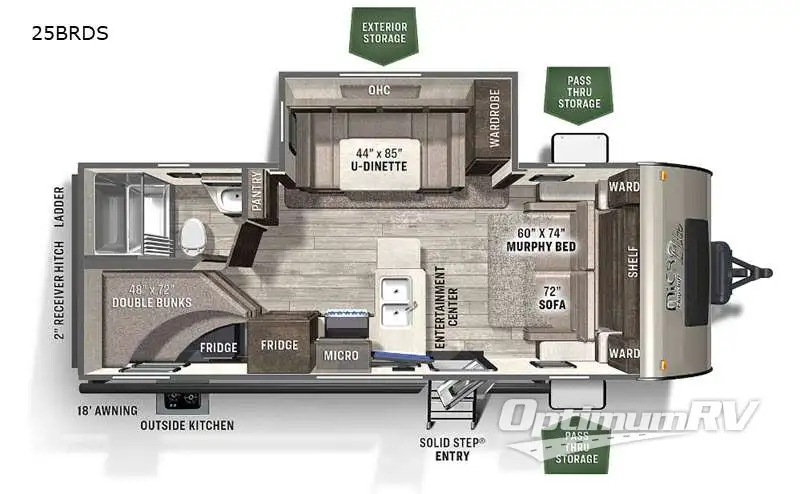 2021 Forest River Flagstaff Micro Lite 25BRDS RV Floorplan Photo