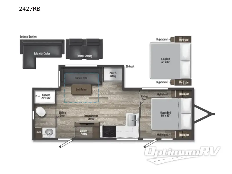 2022 Winnebago Towables Voyage 2427RB RV Floorplan Photo