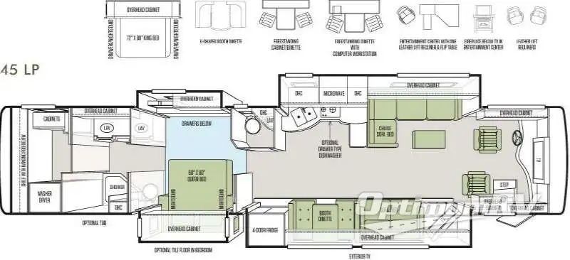 2013 Tiffin Allegro Bus 45 LP RV Floorplan Photo