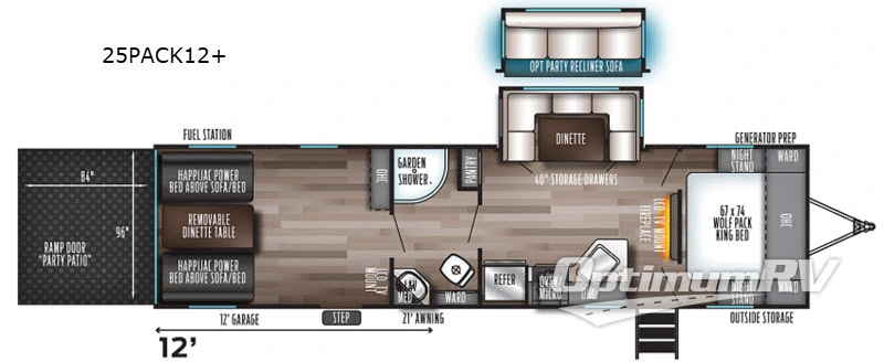 2020 Forest River Cherokee Wolf Pack 25PACK12+ RV Floorplan Photo