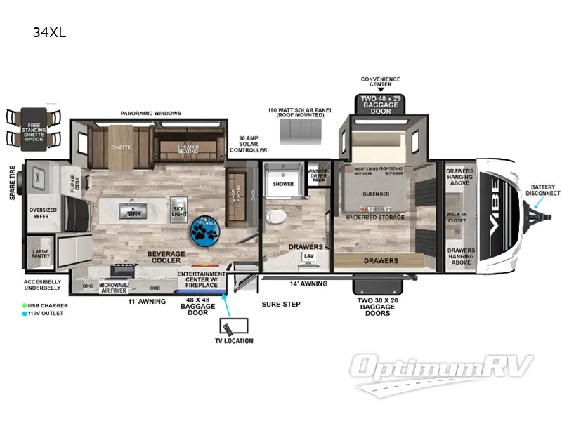 2024 Forest River Vibe 34XL RV Floorplan Photo