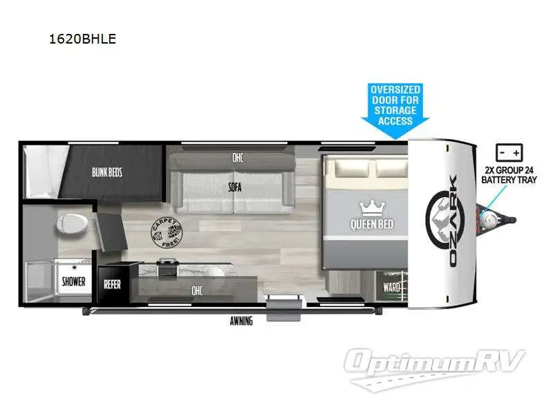 2024 Forest River Ozark 1620BHLE RV Floorplan Photo