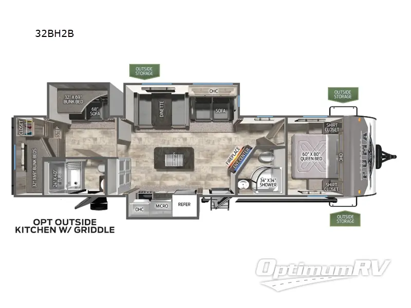 2025 Palomino Puma 32BH2B RV Floorplan Photo