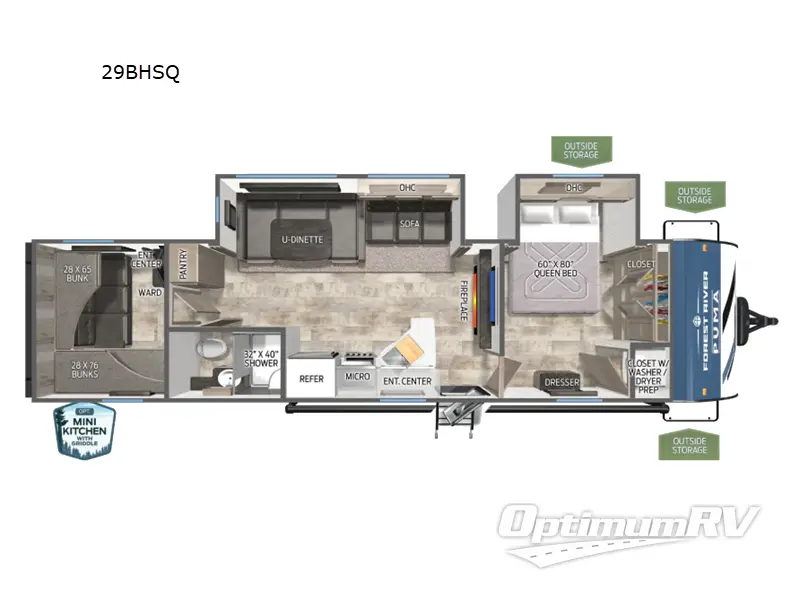 2025 Palomino Puma 29BHSQ RV Floorplan Photo